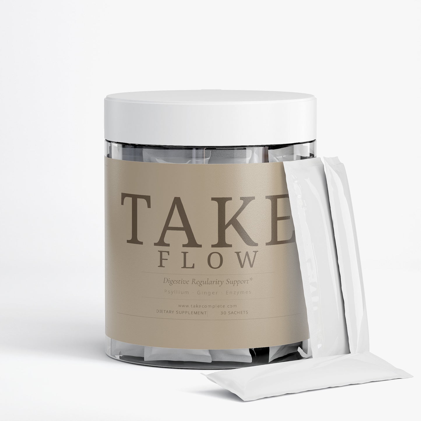 TAKE Flow digestive support powder label, panel 2 of 5