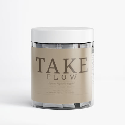 TAKE Flow digestive support powder label, panel 1 of 5