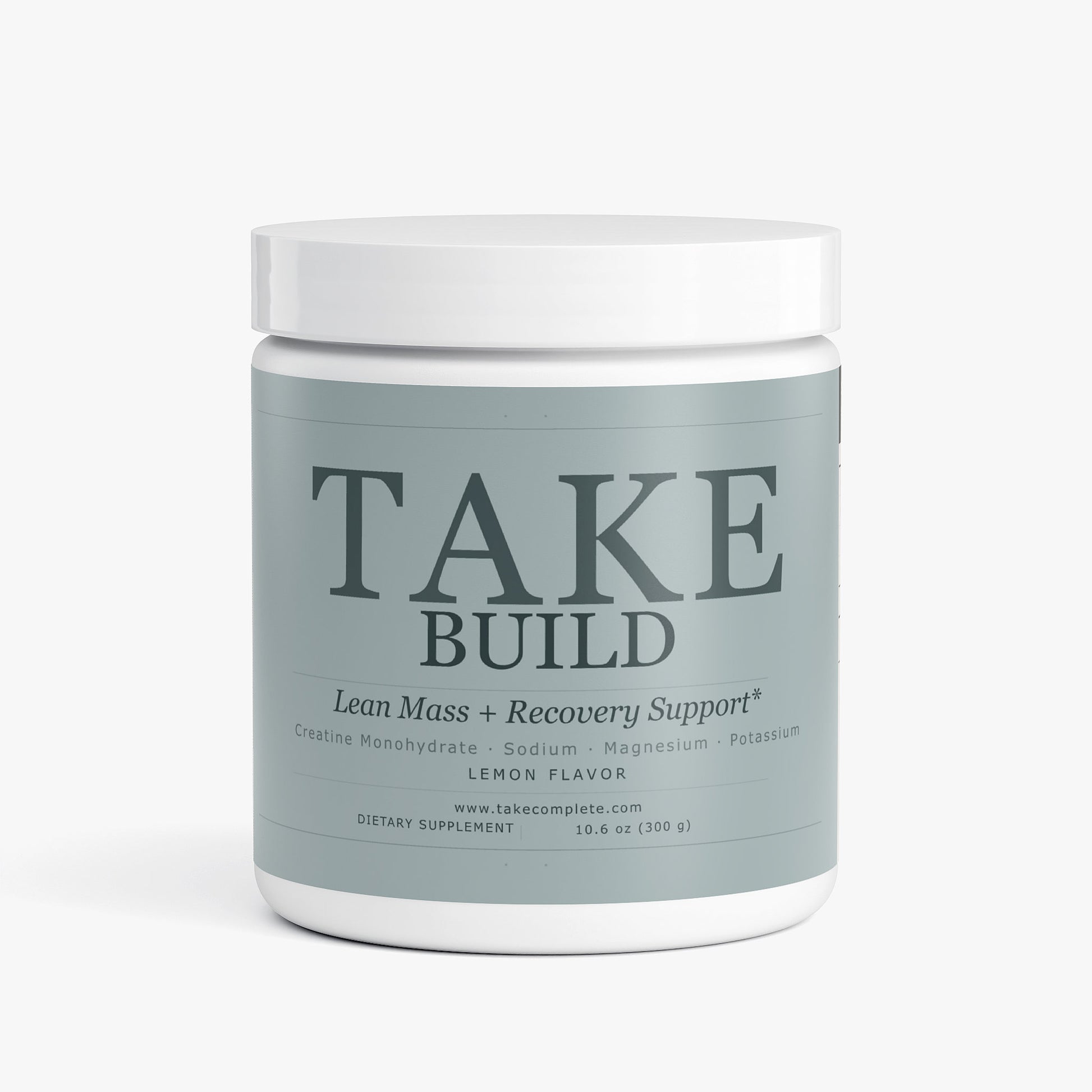 TAKE Build creatine electrolyte powder label, panel 1 of 5