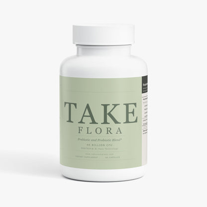 TAKE Flora probiotic label, panel 1 of 5