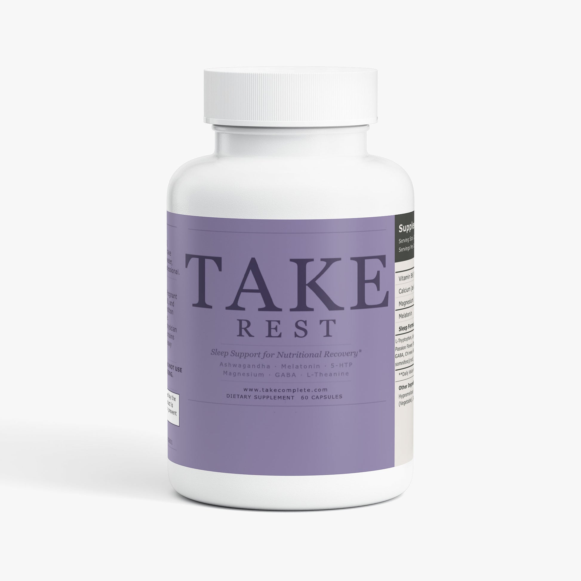 TAKE Rest sleep support label, panel 1 of 4