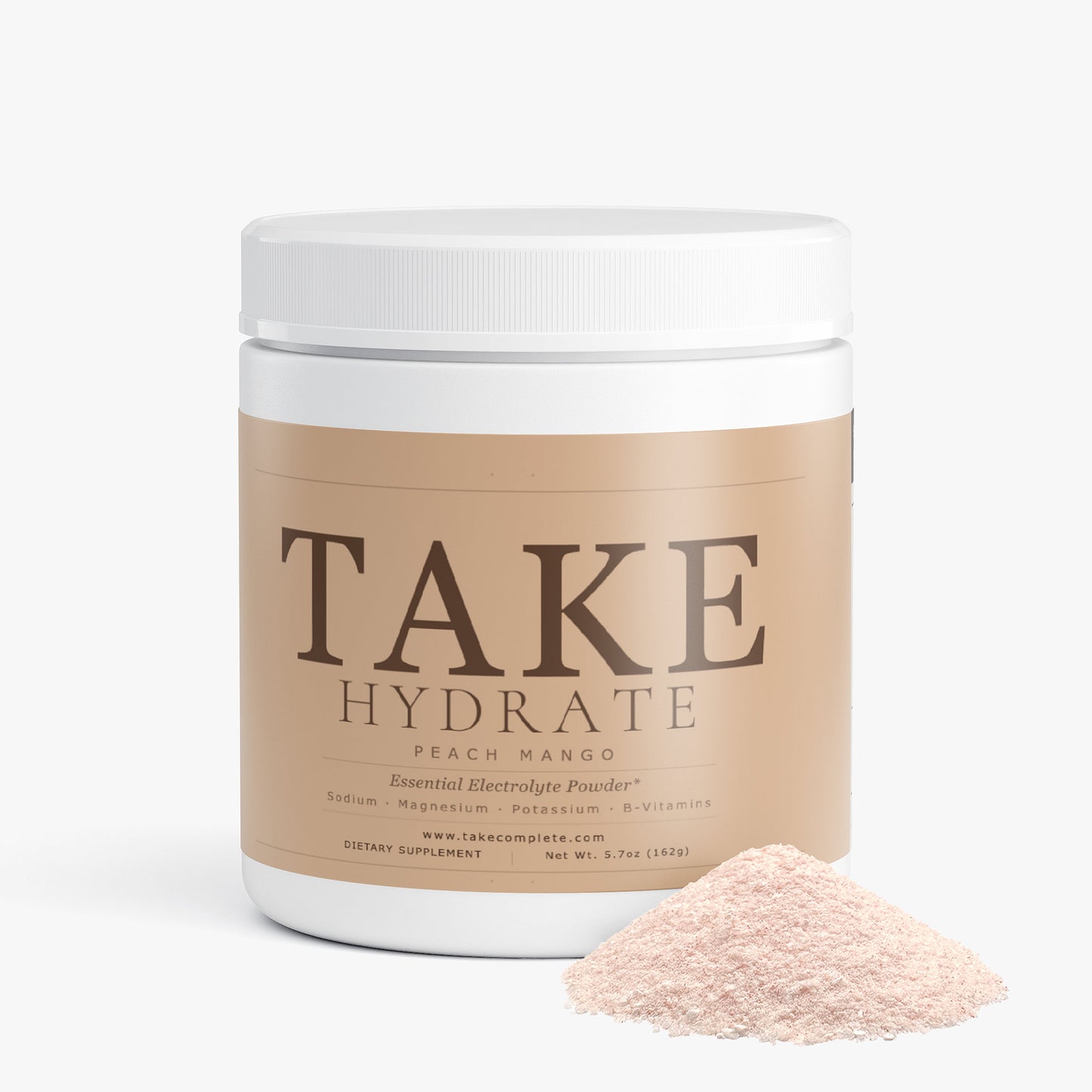 TAKE Hydrate Peach Mango electrolyte powder label, panel 2 of 5