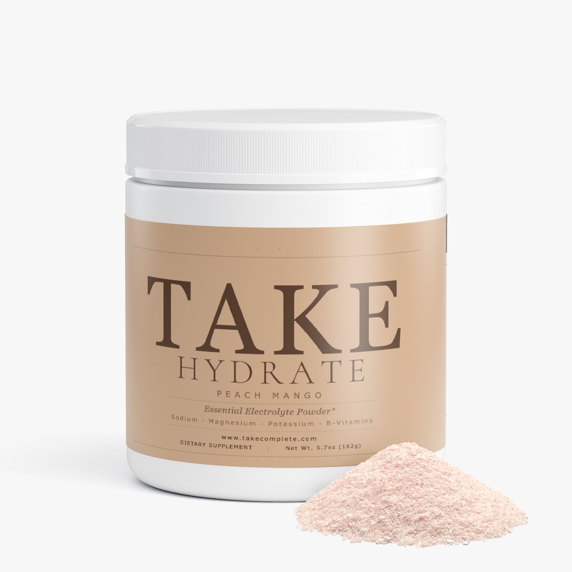TAKE Hydrate Peach Mango electrolyte powder label, panel 2 of 5