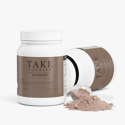 TAKE Nourish Chocolate plant protein label, panel 3 of 5