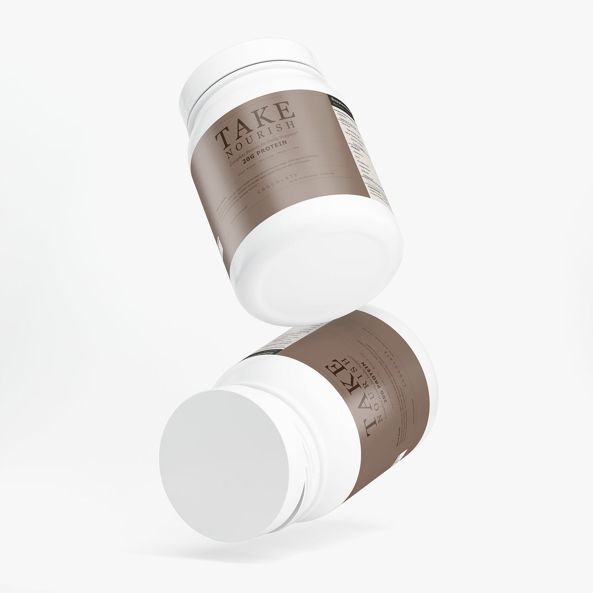 TAKE Nourish Chocolate plant protein label, panel 4 of 5