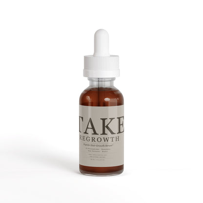 TAKE Regrowth peptide hair serum label, panel 1 of 4