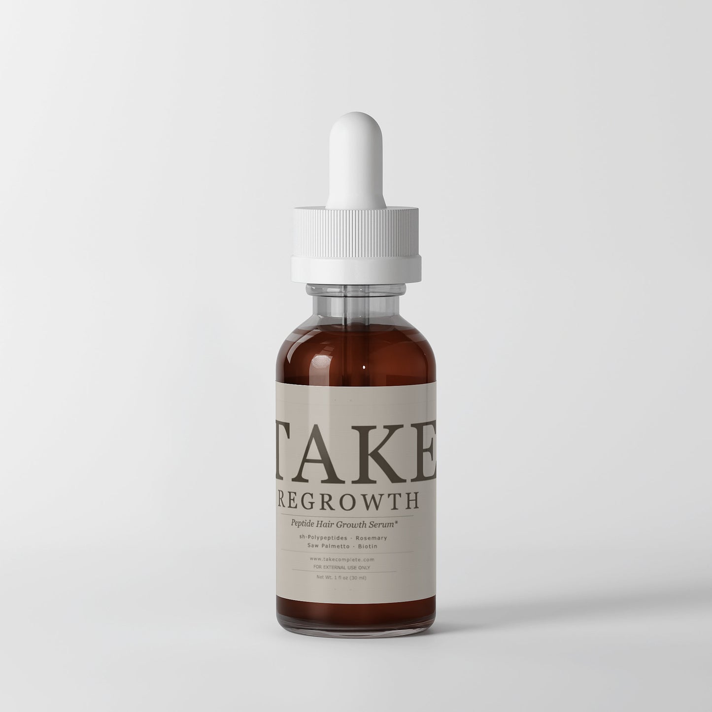 TAKE Regrowth peptide hair serum label, panel 2 of 4