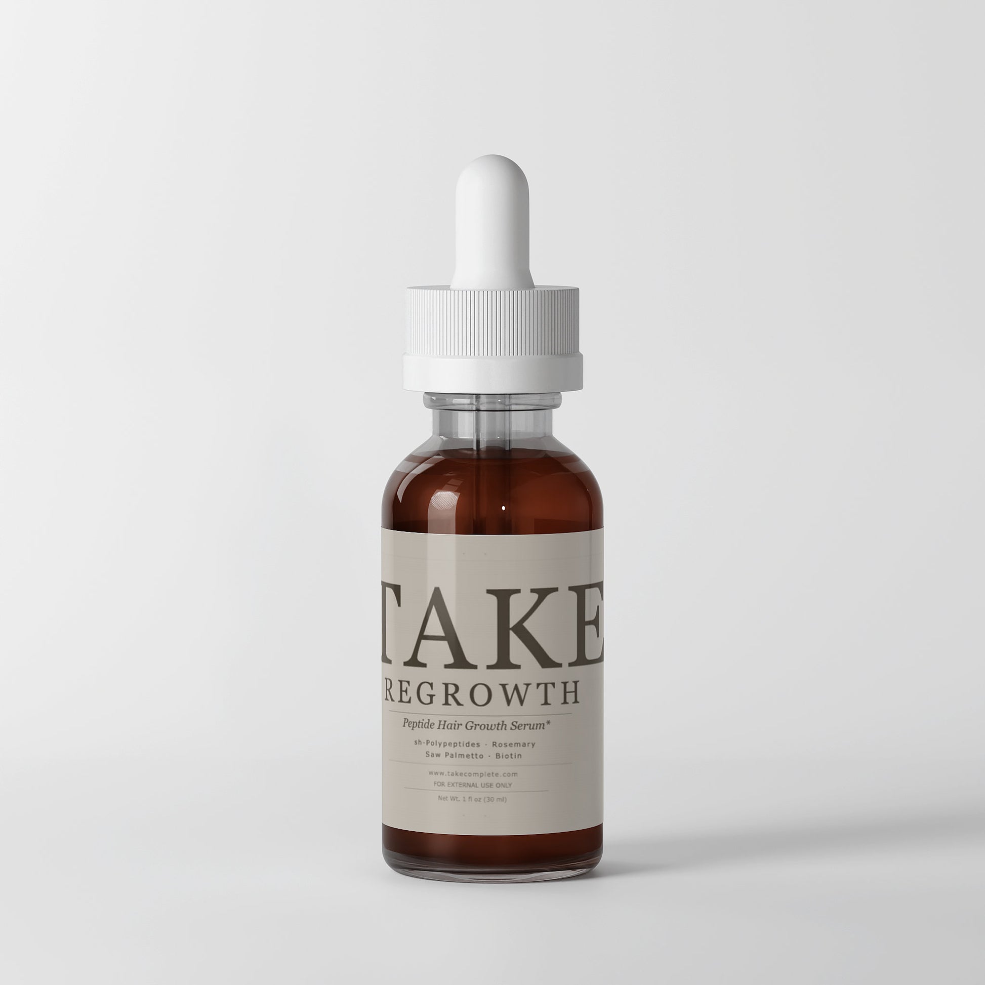 TAKE Regrowth peptide hair serum label, panel 2 of 4