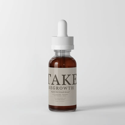 TAKE Regrowth peptide hair serum label, panel 2 of 4