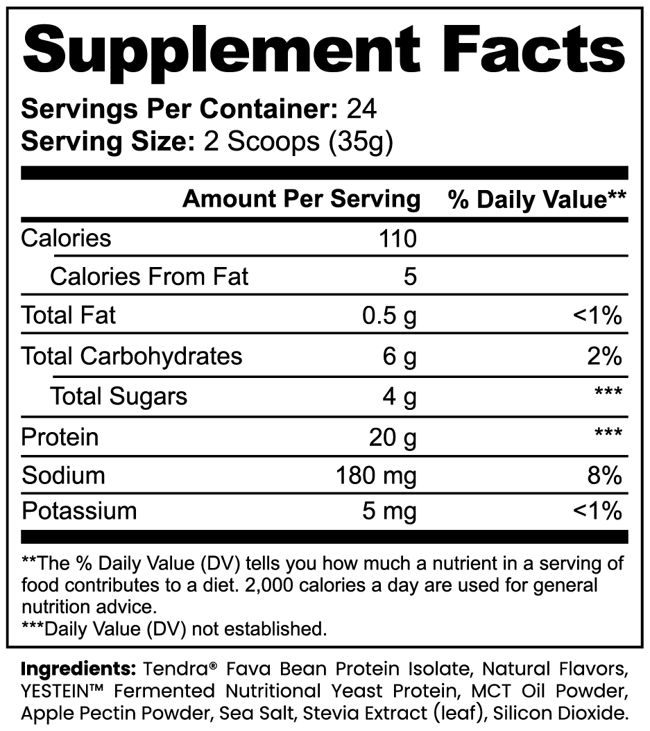 TAKE Nourish Vanilla supplement facts label