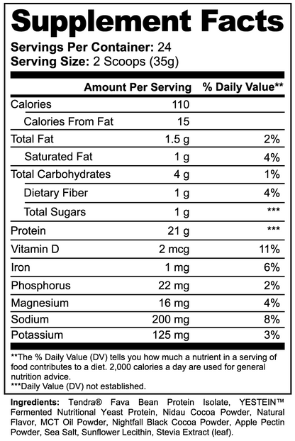 TAKE Nourish Chocolate supplement facts label