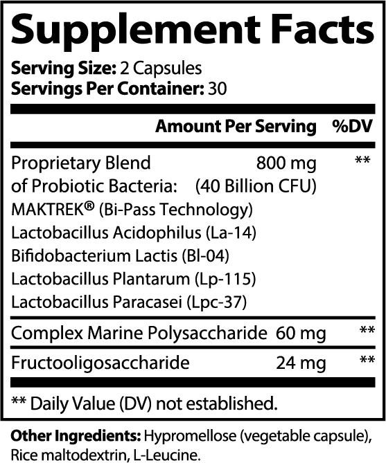 TAKE Flora supplement facts label