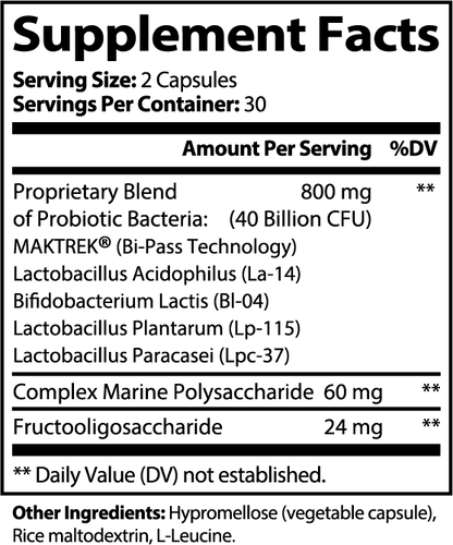 TAKE Flora supplement facts label