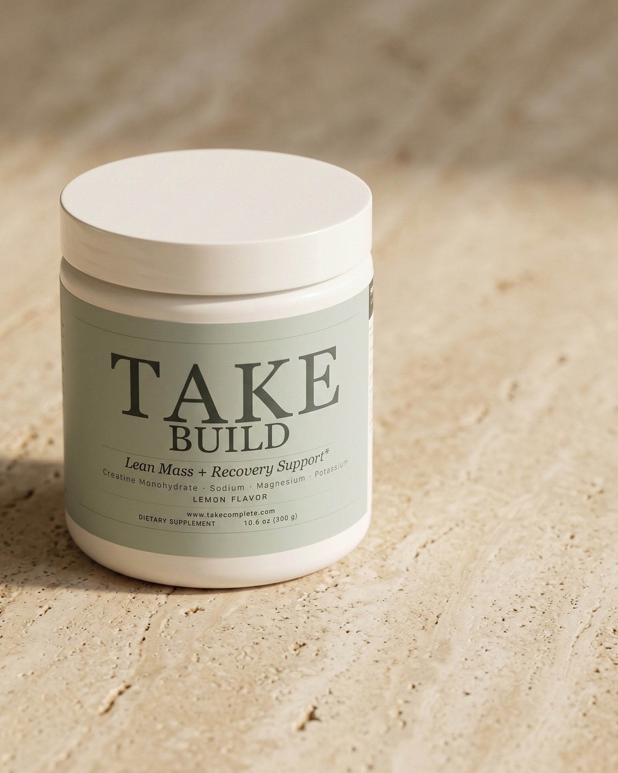 TAKE Build creatine monohydrate and electrolyte tub, lemon flavor