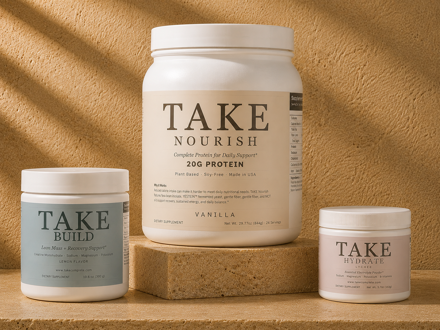 The Strength System — TAKE Build, Nourish, and Hydrate bundle for muscle preservation and lean mass support on GLP-1 medications including Ozempic and Wegovy
